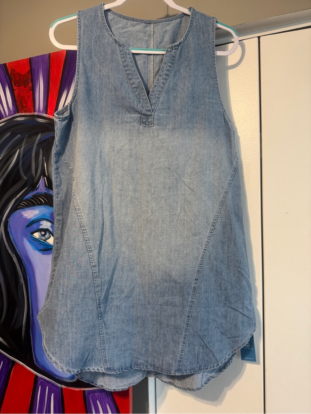 Cupshe NWT 100% Cotton Chambray Sleeveless Hi-Low Tunic medium - Picture 3 of 12